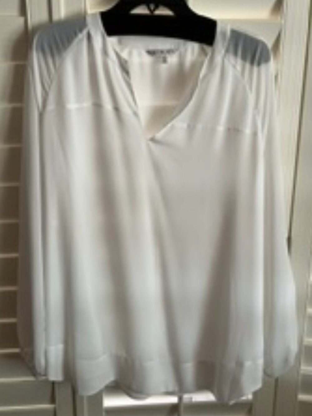 CAbi Sheer Lined Ivory Long-sleeved Blouse